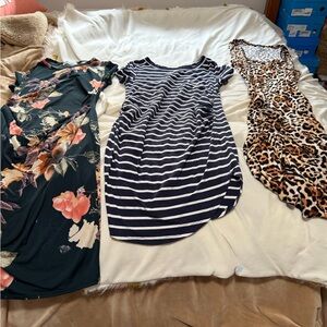 Lot of 3 Maternity Animal Print & Floral Dresses XS/S